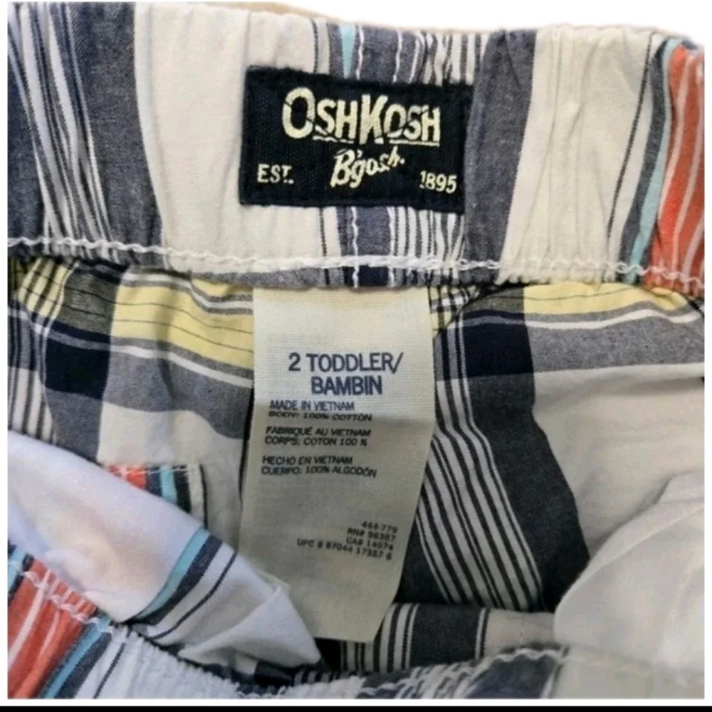 OshKosh B'gosh Toddler Boy Plaid Shorts Size 2T Orange Blue Yellow White Cotton